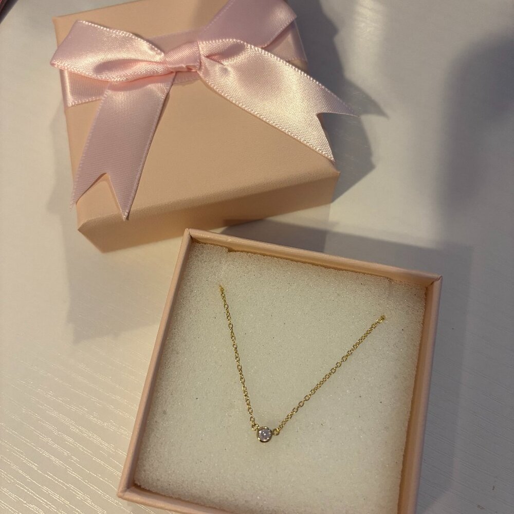 Dainty Bezel Set Solitaire Diamond Gold Necklace